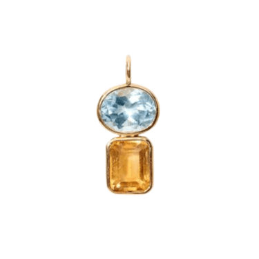 Stacked Rectangle Charm - Sky Blue Topaz + Citrine — Charm + Chain Trunk Show