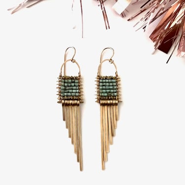 Demimonde Turquoise and Asymmetrical Fringe Earrings 