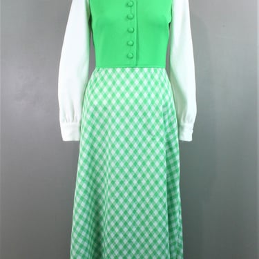 Virtual BFF - 1970's Hostess Dress - Mod Maxi - Estimated size 4/5 Small - Color Blocked 