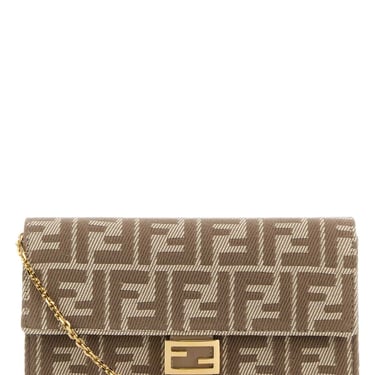 Fendi Women Embroidered Denim Baguette Wallet