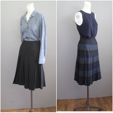 1950s Plaid Wool Pleated Skirt- REVERSIBLE - Size Small/XS- 2/4 