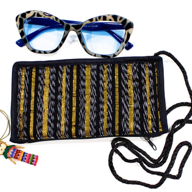 Deadstock VINTAGE: 1980's - Native Guatemala Eyeglass Pouch - Native Textile - Sunglasses Holder - Shimmery Fabric Bag - SKU 1-C2-00029749 