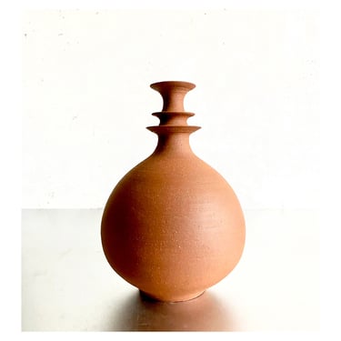 SHIPS NOW- Handmade Ceramic Futuristic Stoneware Flower Vase Raw Terra Cotta Colored Unglazed Clay earth tone rustic modern vase for flowers 