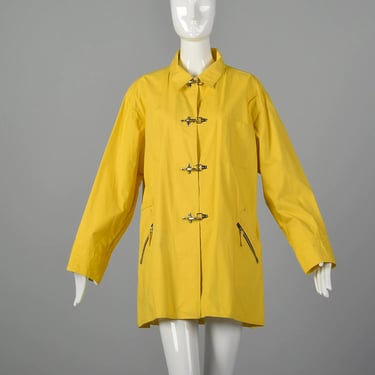 XL Emanuel Ungaro 1990s Rain Coat Vintage Yellow Raincoat Ungaro All Weather Jacket Vintage Yellow Raincoat 