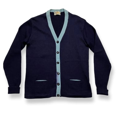 Vintage 1950s QUALITY KNITTING CO Wool Varsity Sweater ~ 2-Tone Letterman Cardigan ~ 