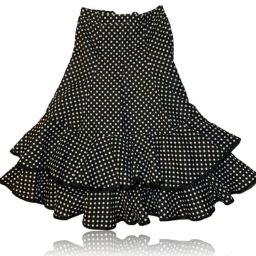 50s Pin Up Polkadot Rockabilly Skirt // Zip and Tie-back Waist / 50s Retro Skirt // Size XS 