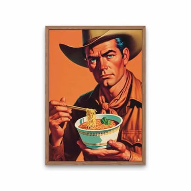 LKA Cowboy Eating Ramen Print