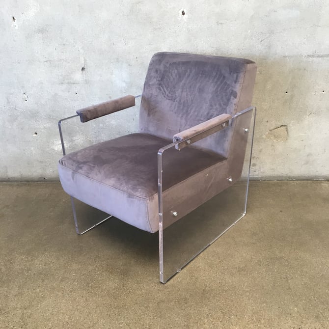 Grey Lucite Accent Arm Chair