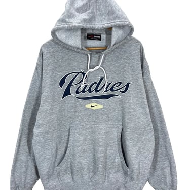 Vintage San Diego Padres Nike Center Swoosh Hoodie Sweatshirt Large