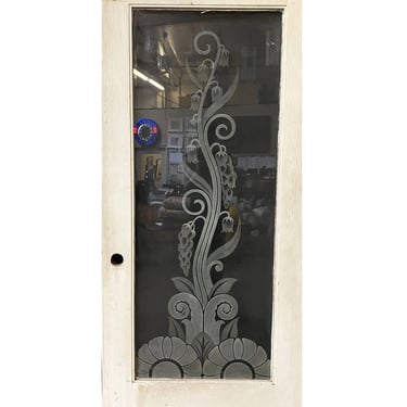 Hand Etched Organic Patterned Art Deco Door, Circa 1920 