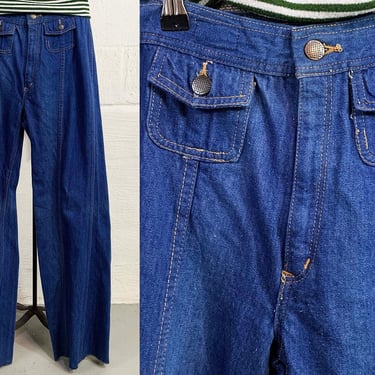 Vintage Blue Jeans Hippie Boho Flower Child 26” Waist 32.5