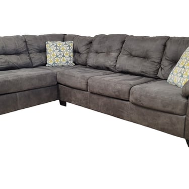 Gray Ashley Microfiber L-Shaped Sectional