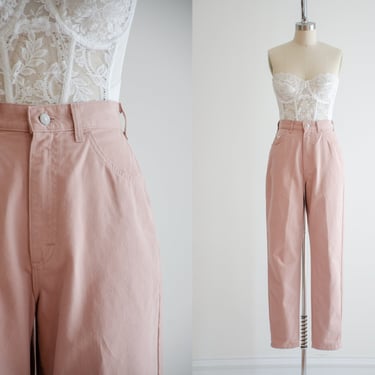 high waisted jeans | 80s 90s vintage Lee pastel blush pink straight leg mom jeans 