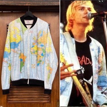か*ま様 80-90's USA製 World Map Paper Jacket Vintage Wearin The World Bio-Sphere 2 Earth Globe Map Paper