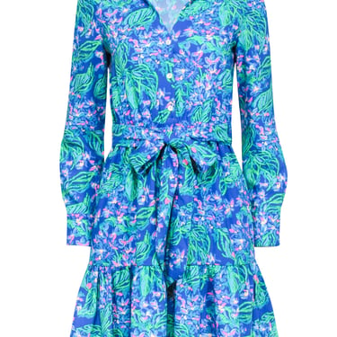 Lilly Pulitzer - Blue, Green, &amp; Pink Print Button Front Dress Sz 0