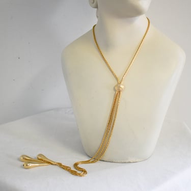 1960s/70s Hobe Gold Lariat Necklace 