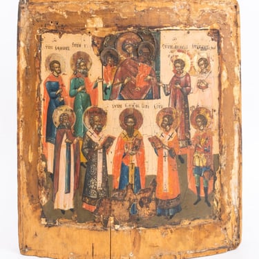 Russian Icon Unexpected Joy &amp; Local Synaxis 19th C.