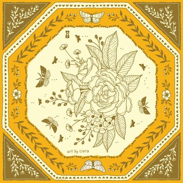 Mustard Floral Moth Bandana