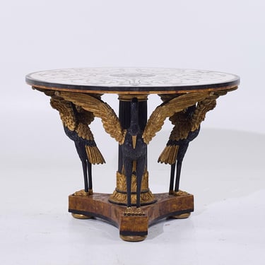 Pietra Dura Hollywood Regency Inlaid Stone Center Table 