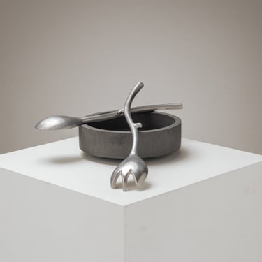SET DE COUVERTS À SALADE, ALUMINIUM, 1990s
