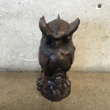Solid Rosewood Carved Owl