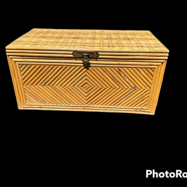 Vintage bamboo storage chest 