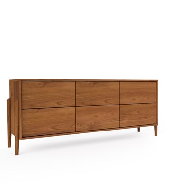 Apollo Wide Dresser - Push to Open- Mid-Century Modern Dresser - Solid Wood Bedroom Dresser in White Oak, Cherry, Maple, and Walnut 