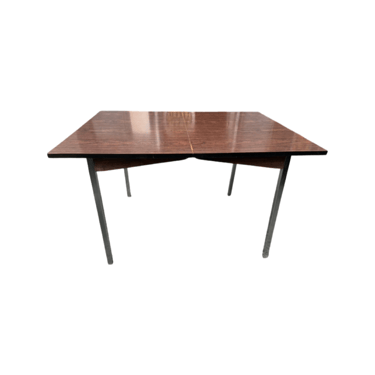Chrome and Wood Veneer 1970s Small Rectangular Dining Table