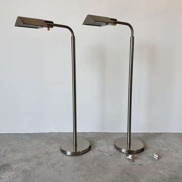 Vintage George Hansen Metalarte - Spain Chrome Floor Lamps – A Pair 