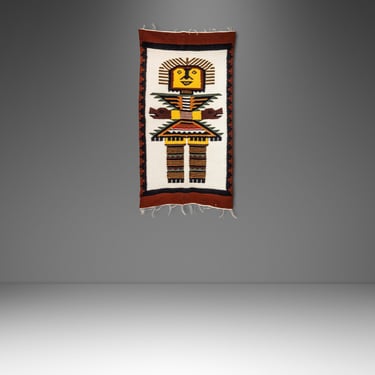 Meso-American Aztec Hand-Woven Tapestry Folk Art / Wall Art, Mexico, c. 1970's 