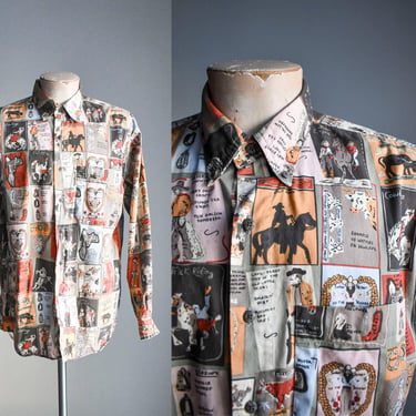 Vintage All Over Print Western Button Down Shirt 
