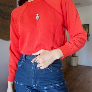 Vintage 70's Pannill Red Pullover Fleece Sweatshirt 
