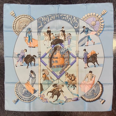 Plaza de Toros Hermes Silk Twill Scarf by Hubert de Watrigant 36&quot; x 36&quot;