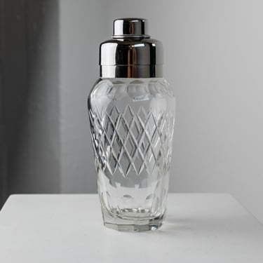 Vintage Crystal Glass Cocktail Shaker - Stainless Steel - Timeless Mid Century Design Italy 1960s - Table Decor, Bar Accessories, Gift Idea 