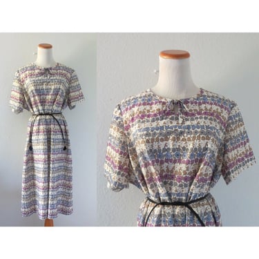 1960s Mod Dress 60s Shift Floral Print Day Dress Retro Size XL 