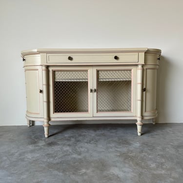 Hollywood Regency French - Style  Faux  Bamboo Details And Wire  Doors  Buffet Sideboard By Mount Airy Chair Company 