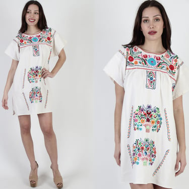 Vintage Cream Mexican Dress Ivory Embroidered Dress Beach | American  Archive - San Diego, CA | ATTIC