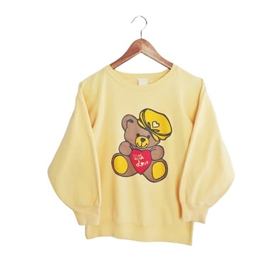heart sweatshirt / raglan sweatshirt / bear sweatshirt / 1980s With Love Teddy Bear cute crew neck sweatshirt Small 