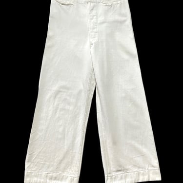 Vintage WWII US Navy Cotton Button-Fly Trousers / Pants ~ 31.5