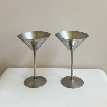 Silver Stainless Steel Martini Glasses