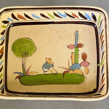 Vintage Mexican Pottery Tlaquepaque Tray 