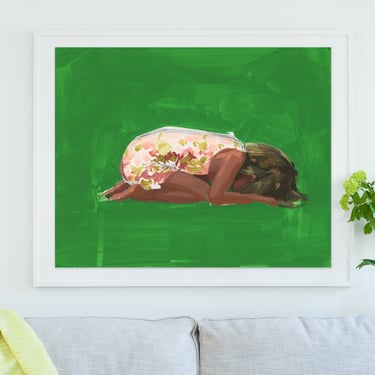 In The Grass . extra large wall art . horizontal giclee art print 