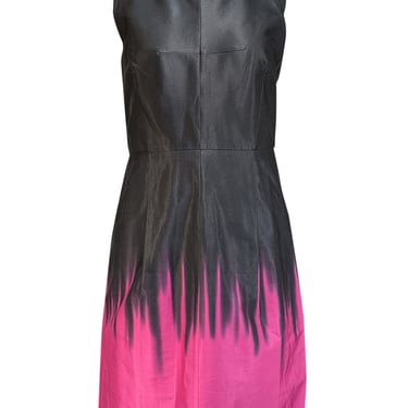 Milly - Black Satin Sleeveless Dress w/ Pink Hem Sz 4