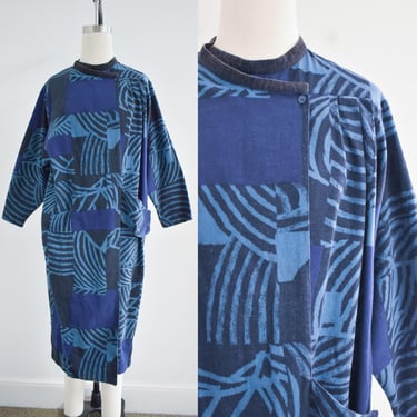 1980s Anastasia Francois Viannay Blue Cocoon Coat 