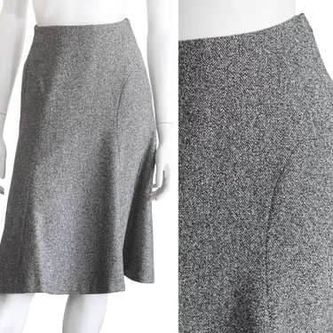Vintage Tweed Skirt in Black and White Wool 