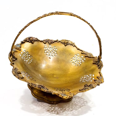 VINTAGE: Old Brass Bronze Fruit Basket - Brass Bowl, Candy Dish - SKU 22-A-00030863 
