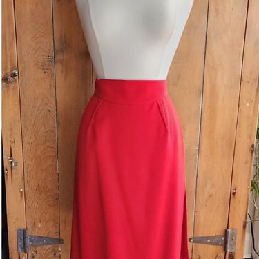 Vintage 90s Thierry Mugler Skirt Red Wool Midi Length 