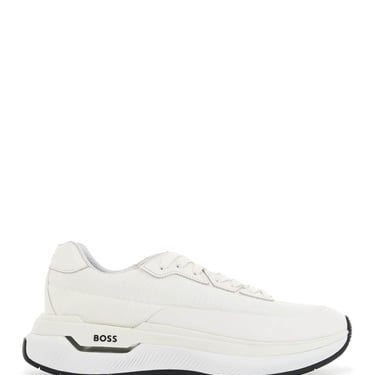 Boss White Cotton Void_Runn_Ltny Sneakers With Hook-And-Loop Closure Men