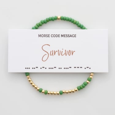 Survivor Morse Code Bracelet | Support Gift for Friend | Cancer Warrior | Hidden Message Beaded Bracelet | Cancer Survivor Gift 