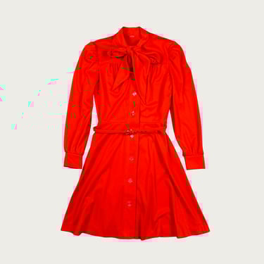 (M) 60s/70s Red Button Up Collared Dress